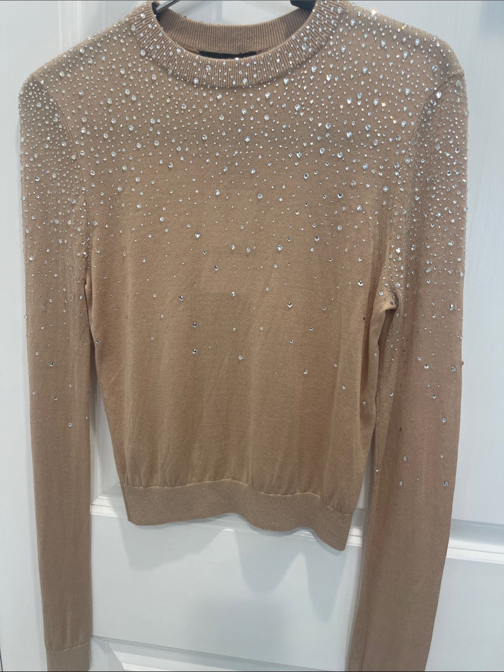 Generation Love Camel Sweater with Scattered Rhinestones